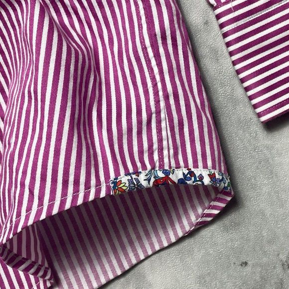 Robert Graham Modern Americana Premium Stripe Shirt Mens XL Red Fitted Flip Cuff - Picture 3 of 12